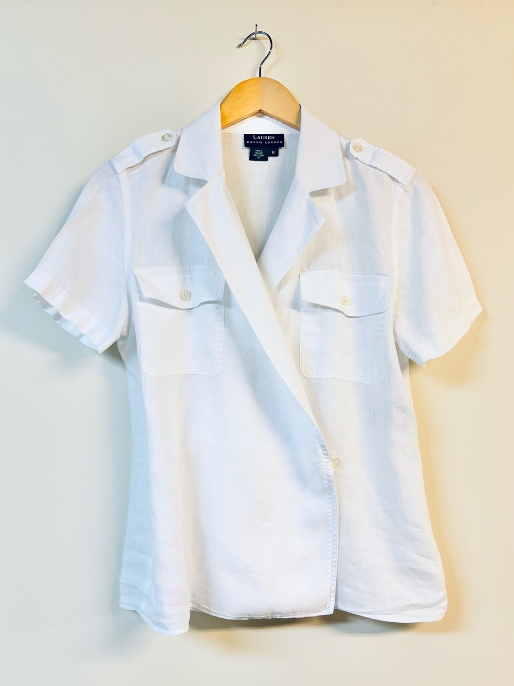 Ralph Lauren White Short Sleeve Button-Down Shirt
